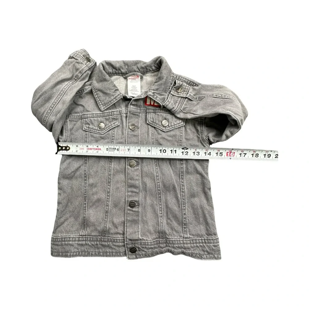 Marvel Denim Jacket Kids 6 Gray Avengers Graphic Comic Book Trucker SP247657CM